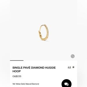 Mejuri SINGLE 14k Solid Yellow Gold Pave Diamond Huggie Hoop